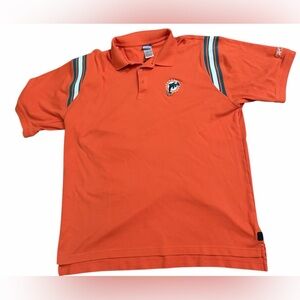 Reebok PlayDry Dolphins Polo Shirt Men's XL Short Sleeve Orange Cotton Blend H85